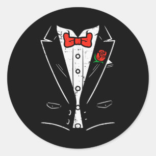 Sticker Rond Clic Smoking Rose Rouge Costume Cool Saint-Valenti