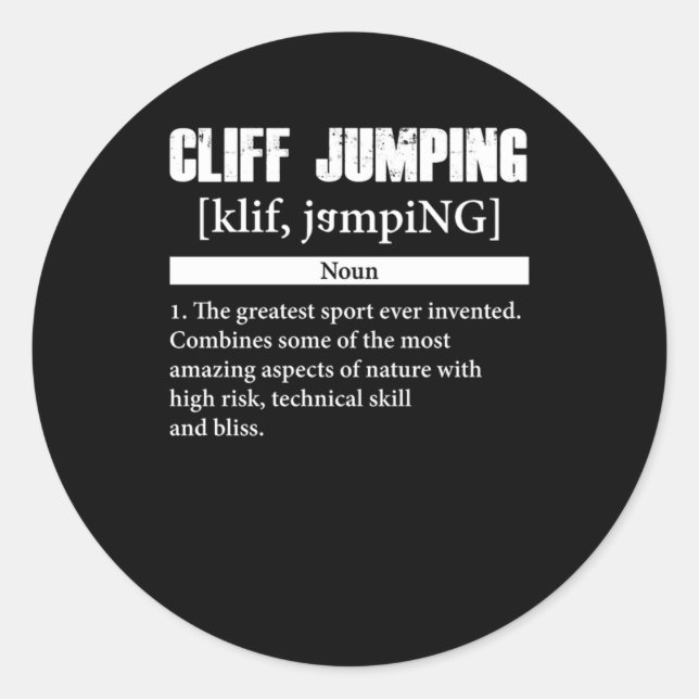 Sticker Rond Cliff Jumping Définition Cliff Diving Cadeau (Devant)