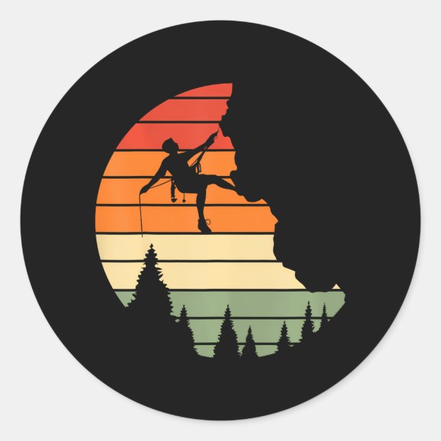 Sticker Rond Cliff Rock Escalade Mountain Climber Mountaineer (Devant)