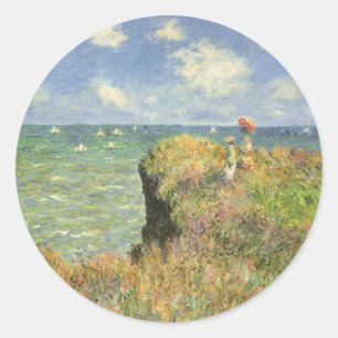 Sticker Rond Cliff Walk à Pourville par Claude Monet
