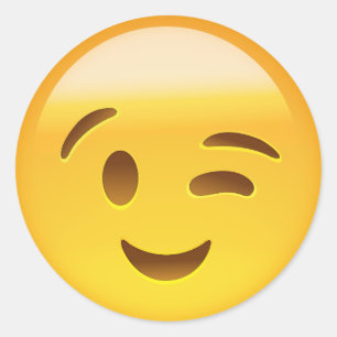 Sticker Rond Cligner de l'oeil le visage Emoij
