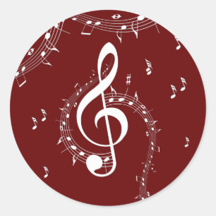 Sticker Rond Climacic G Clef Music Rouge