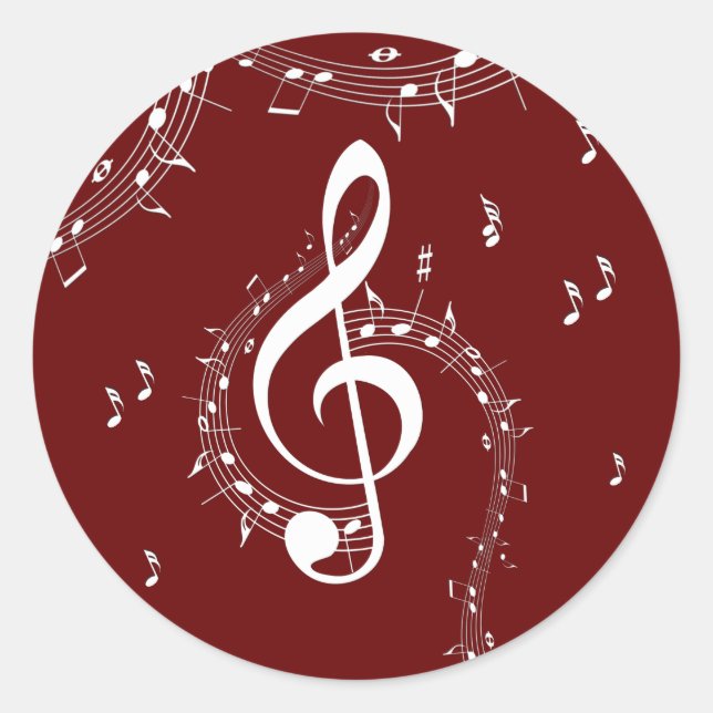 Sticker Rond Climacic G Clef Music Rouge (Devant)