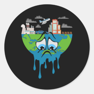 Sticker Rond Climate Change Planet Future Earth CO2 Poison Idea
