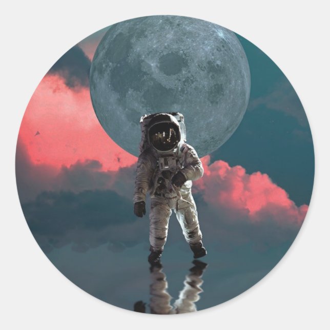 Sticker Rond Clipart de l'espace de l'astronaute de l'extérieur (Devant)