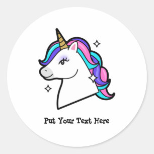 Sticker Rond Clipart de Unicorn Head Clipart de licorne fille