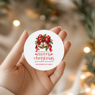 Sticker Rond Cloche de Noël et décoration de houx