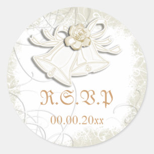 Sticker Rond Cloches de l'église n mariage floral blanc