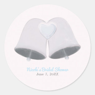 Sticker Rond Cloches de mariage et fiançailles Cœur Shower de m