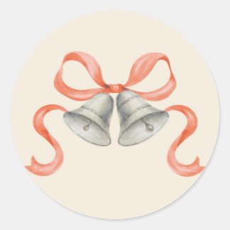 Sticker Rond Cloches de Noël en aquarelle et chevalet de poche