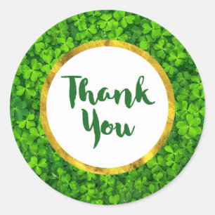 Sticker Rond Cloches vertes avec Merci de cadre à huile d'or FA