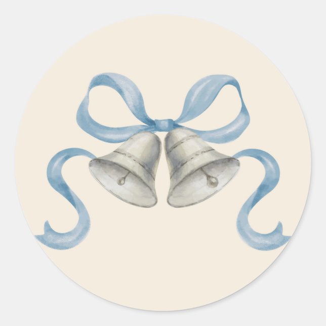 Sticker Rond Clochettes de Noël en aquarelle et chevalet de poc (Devant)