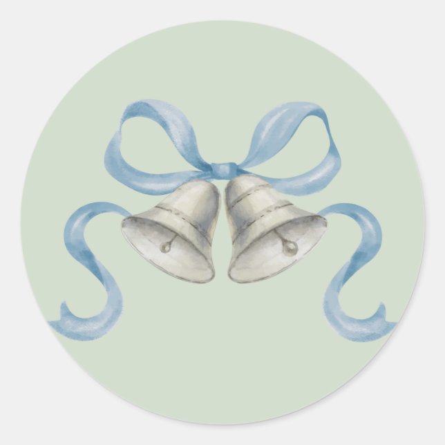 Sticker Rond Clochettes de Noël en aquarelle et chevalet de poc (Devant)