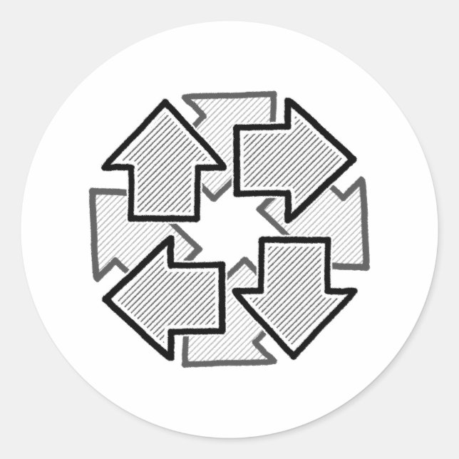 Sticker Rond Clockwise Arrows Minimal Geometric White Variant 1 (Devant)