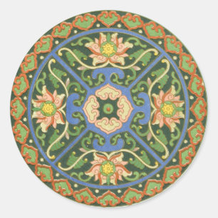 Sticker Rond Cloisonne Chine Patter Asiatique Oriental
