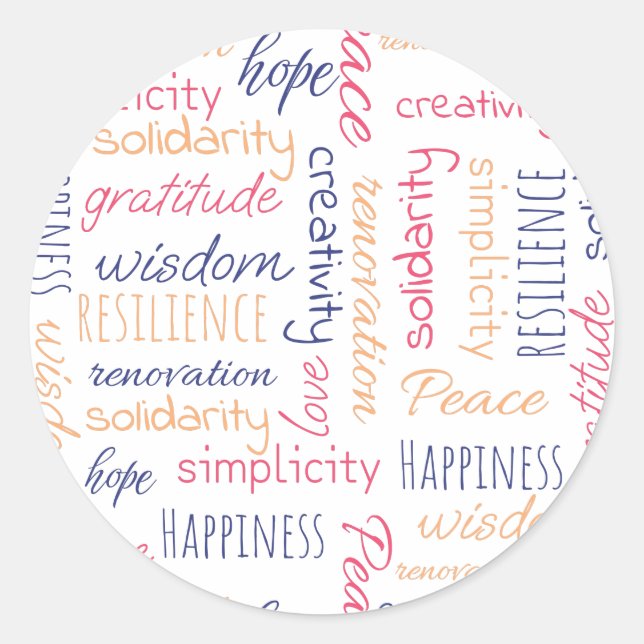 Sticker Rond Cloud de balise Mots positifs Meilleur Vendeur (Devant)