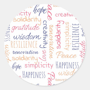 Sticker Rond Cloud de balise Mots positifs Meilleur Vendeur