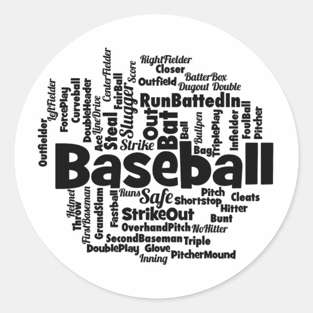Sticker Rond Cloud de mot de baseball (Devant)