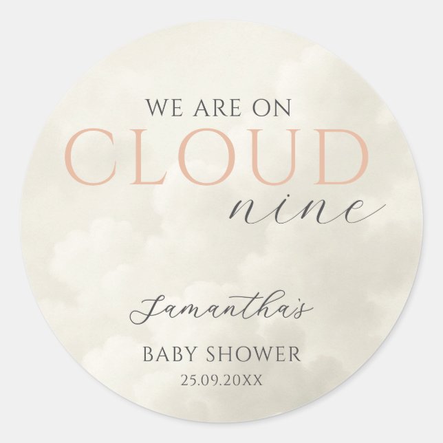 Sticker Rond Cloud Neuf Baby shower moderne (Devant)