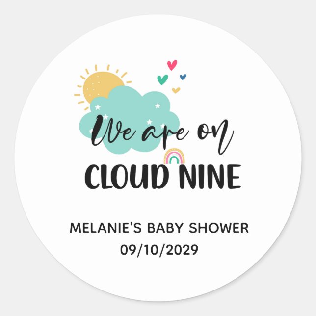 Sticker Rond Cloud Nine Baby Shower  (Devant)