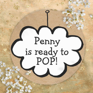 Sticker Rond Cloud sur chaîne Kraft prêt pour le Baby shower PO