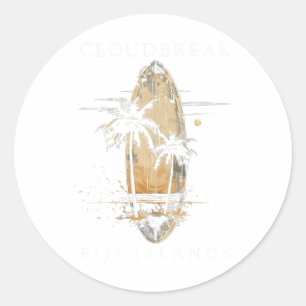 Sticker Rond Cloudbreak Îles Fidji Surf Vintage Surfant Surfe