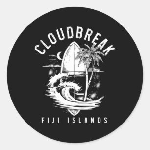 Sticker Rond Cloudbreak Îles Fidji Surf Vintage Surfant Surfe