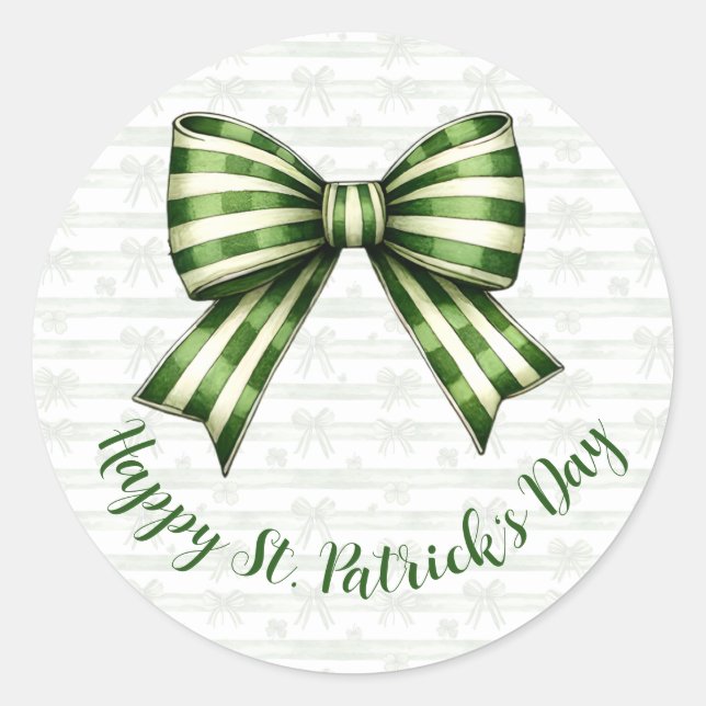 Sticker Rond Clover & Bow St. Patrick’s Day Party Design (Devant)