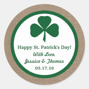 Sticker Rond Clover vert & Burlap St. Patrick's Day