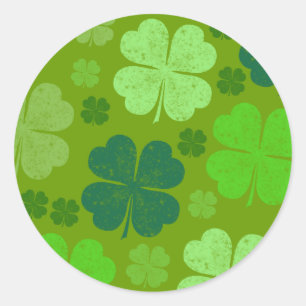 Sticker Rond Clovers verts, Lucky Clovers, Saint Patrick's Day