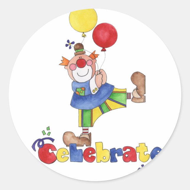 Sticker Rond Clown avec ballons (Devant)