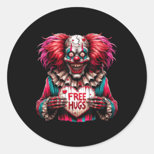 Sticker Rond Clown d'horreur de la Saint Valentin Halloween