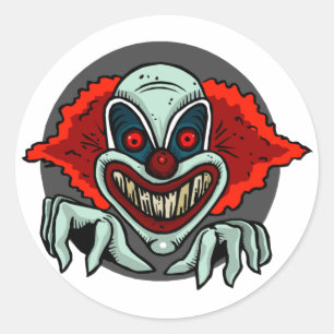 Sticker Rond Clown effrayant