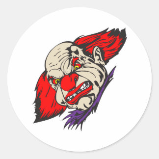 Sticker Rond clown grognant et mauvais