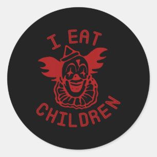 Sticker Rond Clown Je Mange Enfants Halloween Drôle Halloween C