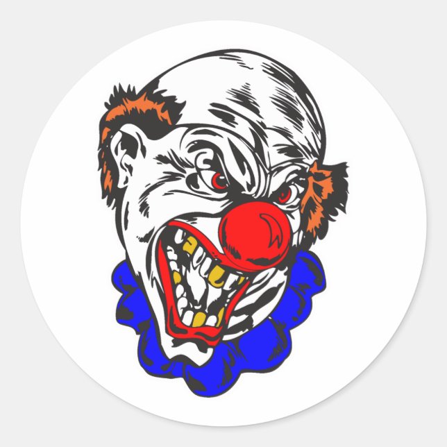 Sticker Rond clown maléfique chauve (Devant)