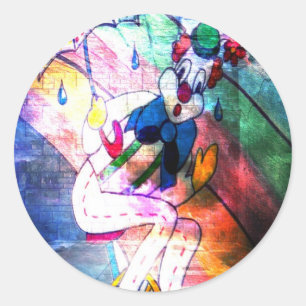 Sticker Rond CLOWN PRISE DANS RAIN.jpg