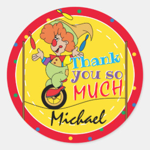 Sticker Rond Clown sot - Merci