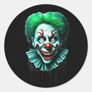 Sticker Rond Clown vert déplaisant