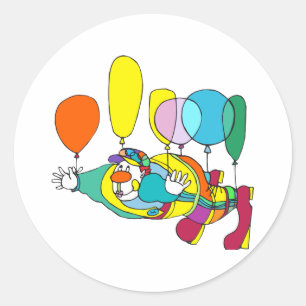 Sticker Rond Clown volant en ballon
