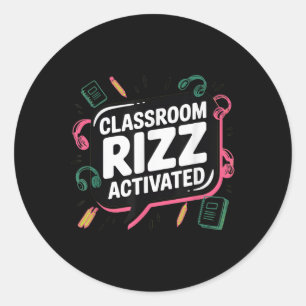 Sticker Rond Clroom Rizz Activé, Gen Z Alpha, Retour à l'école