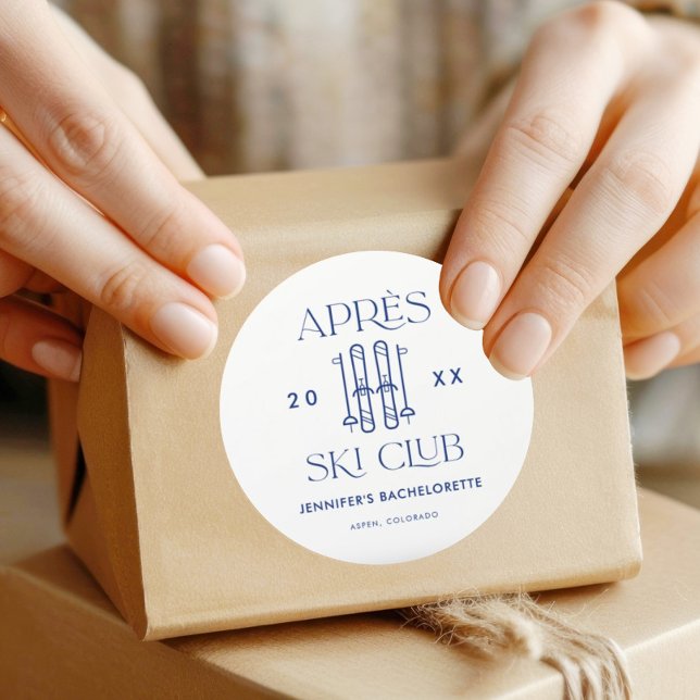 Sticker Rond Club Apres Ski Fête de ski d'hiver de Bachelorette (Créateur téléchargé)
