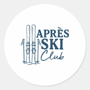 Sticker Rond Club Après Ski Sports d'hiver Ski