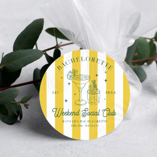 Sticker Rond Club Cocktail d'été   Bachelorette