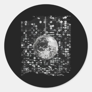 Sticker Rond Club De Bal Disco Noir Et Blanc