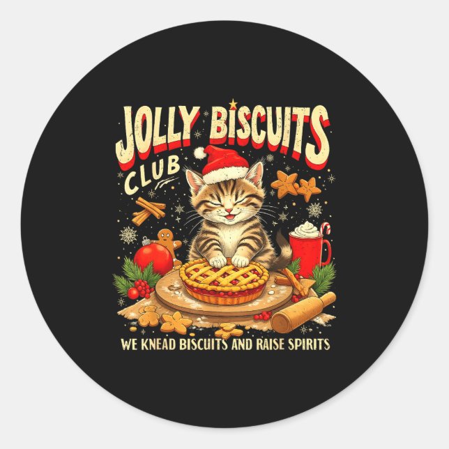 Sticker Rond Club de biscuits de Noël joyeux Chats mignons amat (Devant)