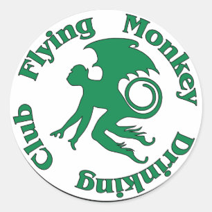 Sticker Rond Club de boisson de singe volant