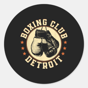 Sticker Rond Club De Boxe Detroit Gants Graphique Pour Un Lo De