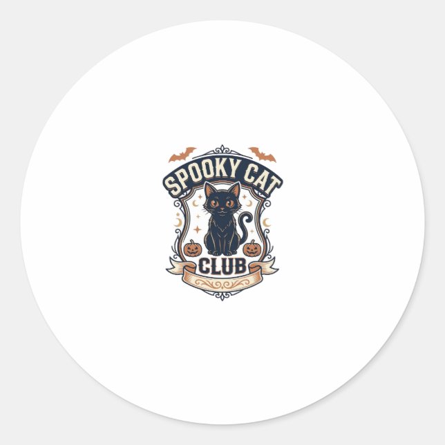 Sticker Rond Club de chat effrayant Chat Halloween Chat effraya (Devant)