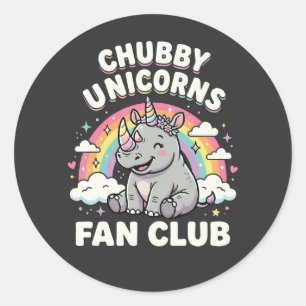 Sticker Rond Club de fans de licornes mignonnes Arc-en-ciel mag